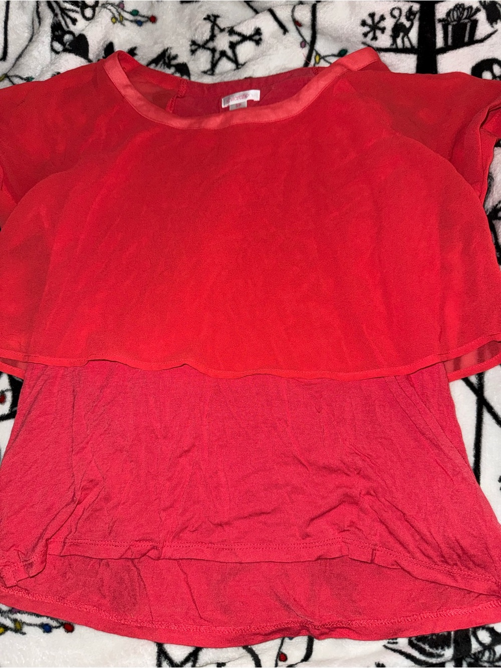 Xhilaration Vibrant Orange-Red Chiffon Layered Top
